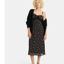 No Boundaries Lace Trim Sweetheart Maxi Dress Juniors M (8-10) Black Floral