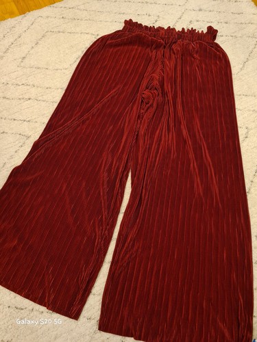 New Look Red trousers plisse wide leg trousers ~14~