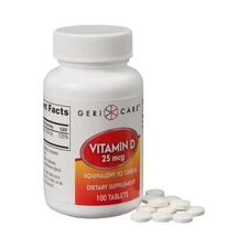 Geri-Care Vitamin D Tablet 876-01-GCP 1 Bottle  100 per Bottle