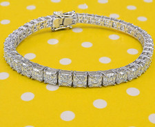 6CT Lab Created Diamond Tennis Bracelet 7" Solid 14K White Gold Round VVS1
