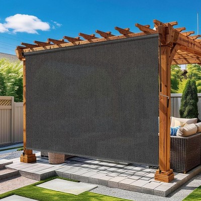 Solace Shade Grey Outdoor Roller Shades 8' W x H, 96''W x 96''H,