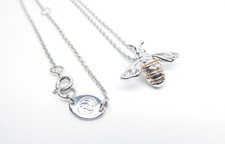 Clogau Gold Silver & 9ct Rose Gold Honey Bee Pendant 22" Chain