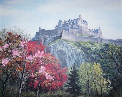 Original Schottland Landschaft Realismus Ölgemälde - Edinburgh Castle, Edinburgh