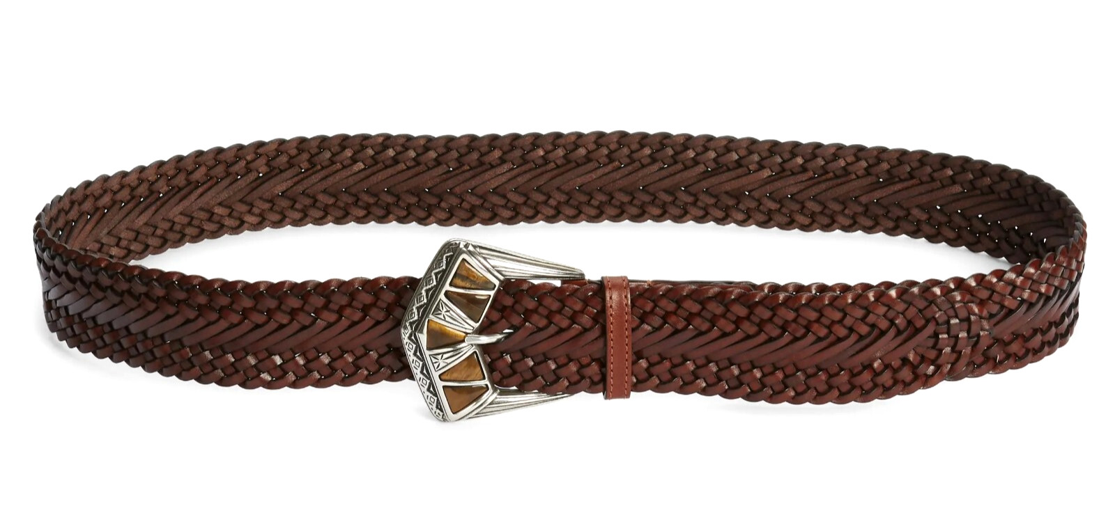 Etro Embellished Buckle Woven Leather Belt 52 L x 2 W Brown Size M Italy Made 23390₽
