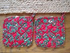 New Vintage 2 Charles Craft Quilted Potholders Cross Stitch Christmas Paisley  — photo 2