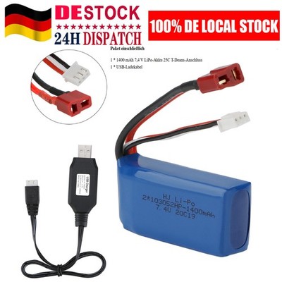 7,4V 1400mAh LiPo Batterie Akku für WLtoys A959-B A979-B RC Buggy Auto Truck Car