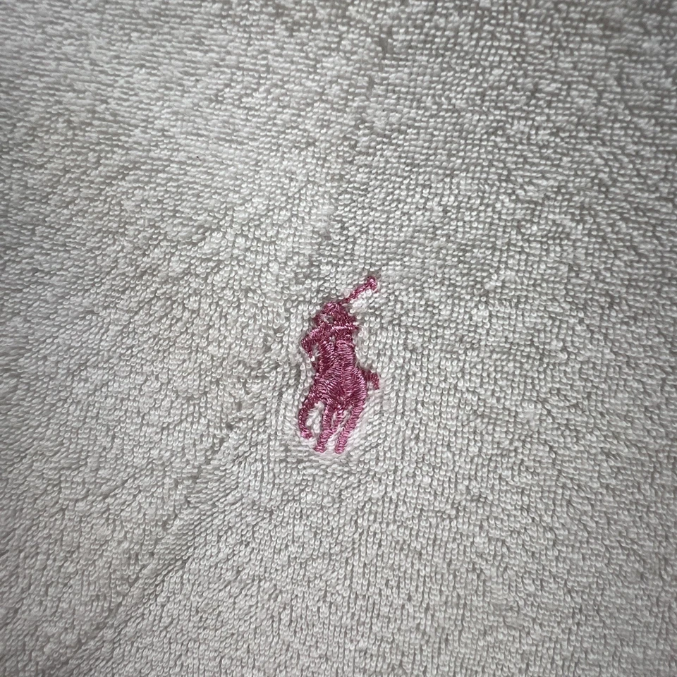 Vtg Ralph Lauren Hooded Swim Cover Up Terry Towel S White Pink Pony - Image 4 of 4