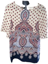 BEBOP Women's Large Paisley Print Tunic Shift Dress Boat Neck Mandala Boho Flowy