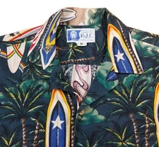 RJC Surfer Hawaiian Shirt Med USA Vtg Beach Vacation Tropical Beach Surfboards