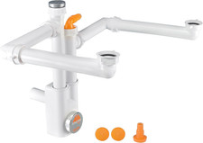 SPACE 2 NT INSPECTABLE SIPHON for KITCHEN SINKS with 2 VASES