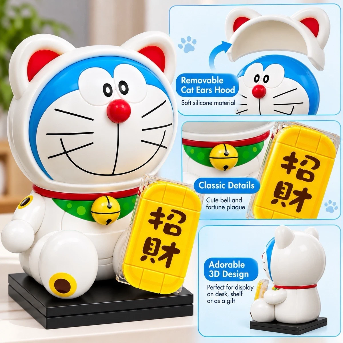 Keeppley Doraemon Lucky Cat Fortune Figure K20412 Desk Display New Sealed