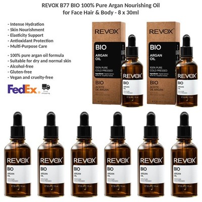 REVOX B77 BIO 100% Pure Argan Nourishing Oil for Face Hair & Body 8x30ml