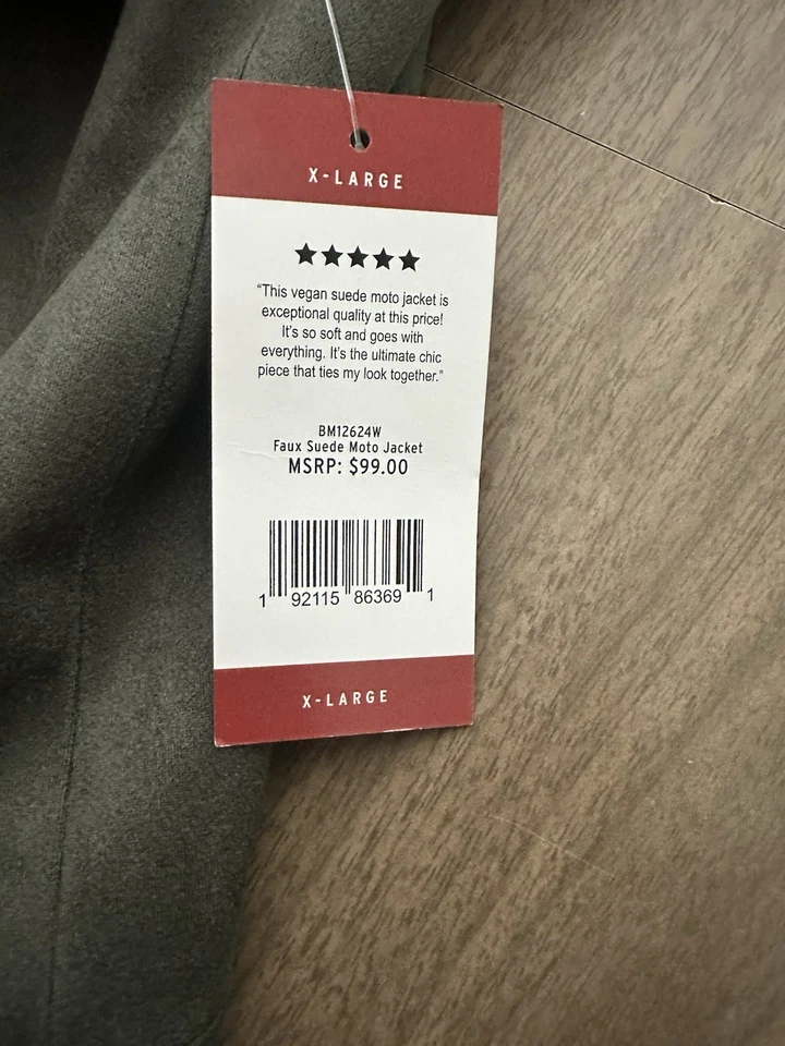 BB Dakota Moto Jacket Womens XL Olive Green Faux Suede New with Tags - Image 3 of 4