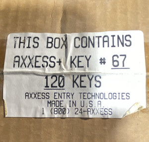 Axxess Entry Technologies Axxess+ Key #67 Replacement Model, Box of 120