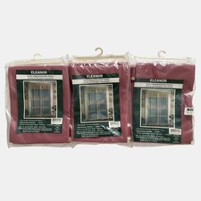 VTG 3 Eleanor Embroidered Curtain Panels Attached Valance 55"x 63" Champagne
