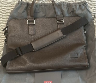 TUMI Harrison Seneca Slim Brief - Edle Leder-Aktentasche in Dunkelbraun WIE NEU