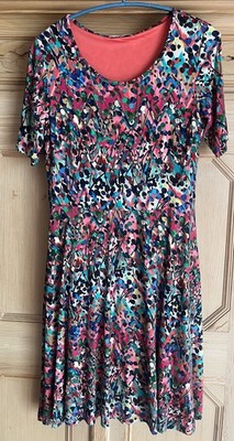 PETER HAHN Kleid Bunt Gr. 19 (Kurzgröße 38) Ungetragen Viskose Elasthan