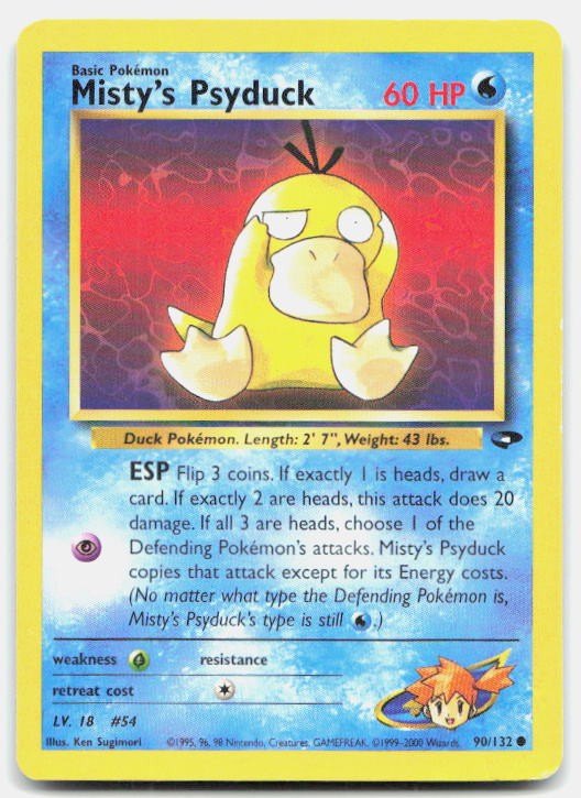 Gym Challenge Misty's Psyduck 90/132 MP Pokemon Unlimited Common Tcg Card