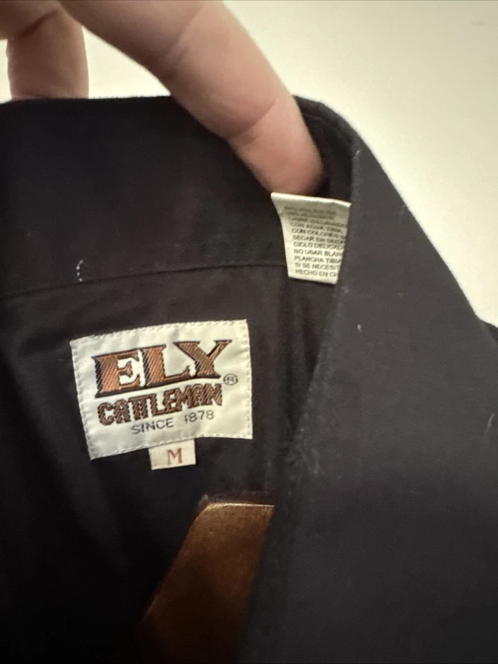 Camisa a Presión Ely Cattleman Perla Para Hombres Mediana M Negra Manga Larga Vaquero Occidental Foto 4 de 4