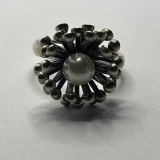 Vintage White Pearl 925 Sterling Silver Ring Size 6