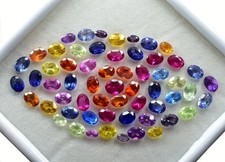 Natural 30 Pcs Mix Color Sapphire 5-6 Ct Oval Cut Certified Loose Gemstone Lot