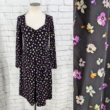 Women Old Navy Floral Midi Dress Boho Dark Cottage Long Sleeve Size Medium