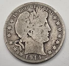 1914-S Barber Silver Half Dollar