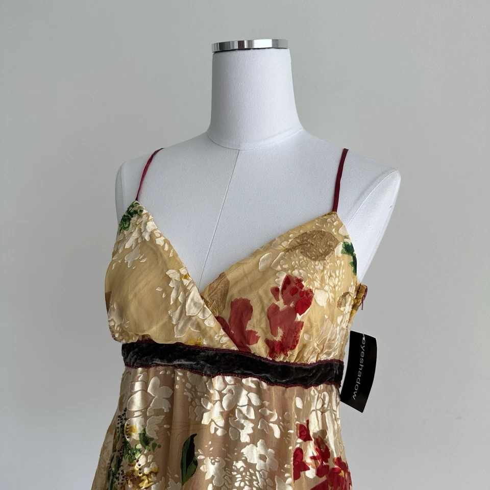 Top Babydoll Cami Sombra de Ojos Y2K Grande Burnout Terciopelo Caprichoso Boho Festival Foto 3 de 4