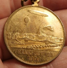 1909  ZEPPELIN, BALLOON, BIPLANE INTERNATIONAL AVIATION EXPOSITION MEDAL  S-1059