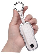 for Porsche Key Fob Cover,Zinc alloy key cover Compatible For Porsche A White