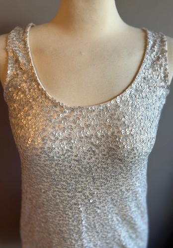 J. Crew Cream Sequined Sleeveless Tank Top S - Picture 2 of 5