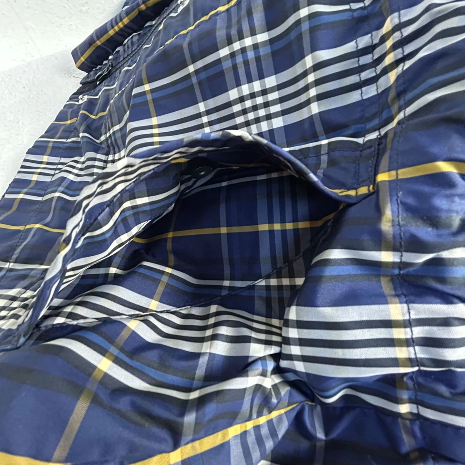 Brooks Brothers Womens Water Repellent Coat Plaid Hooded Jacket Size 4 Blue - Image 4 of 4