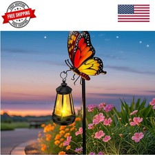 Solar Garden Decor Lights Outdoor Waterproof, Metal Butterfly Stakes with Sol...