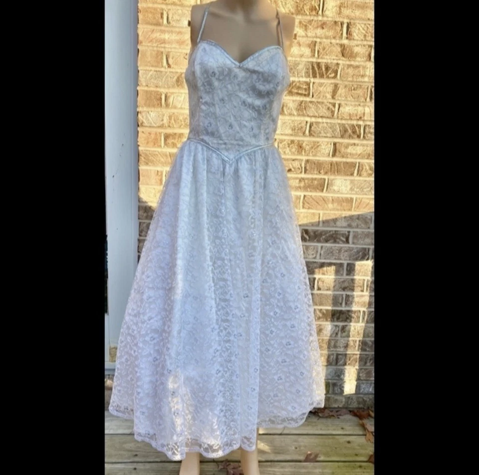 Vestido Gunne Sax de encaje blanco vintage años 80 Foto 3 de 4