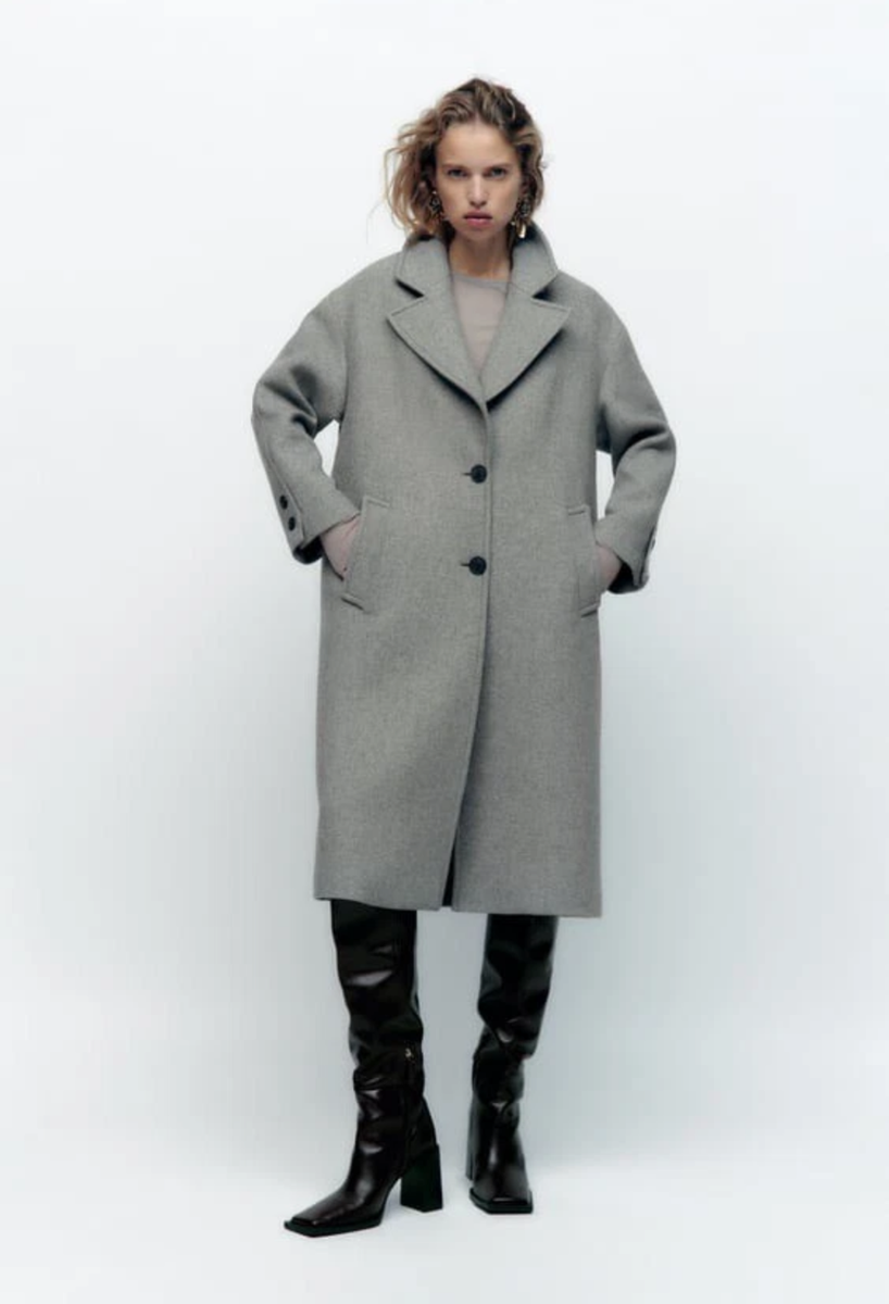 ZARA Woman Wool Blend OVERSIZED Coat GRAY Size XXS 8822/298 | eBay