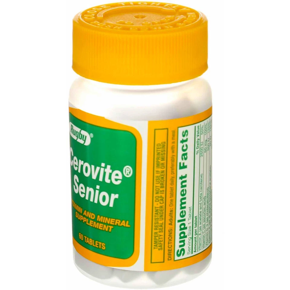 Pack de 2 Comprimidos Suplementos Vitamínicos y Minerales Rugby Cerovite Senior, 60 Ct Foto 4 de 4