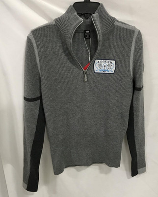 NWT Grey Helly Hansen Quarter-Zip Knitted Sweater W/ Legend Patch Sz M