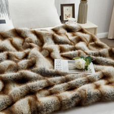 Cozy Reddish Brown Luxury Faux Fur Throw Blanket 50" x 60