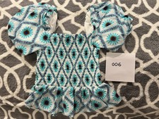 Janie  Jack Tile Print Smocked Puff Sleeve Peplum Top 2T 006