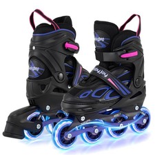 Adjustable Kids  Inline Skates 4 Sizes Adjustable Blade Roller w/Light-up Wheels