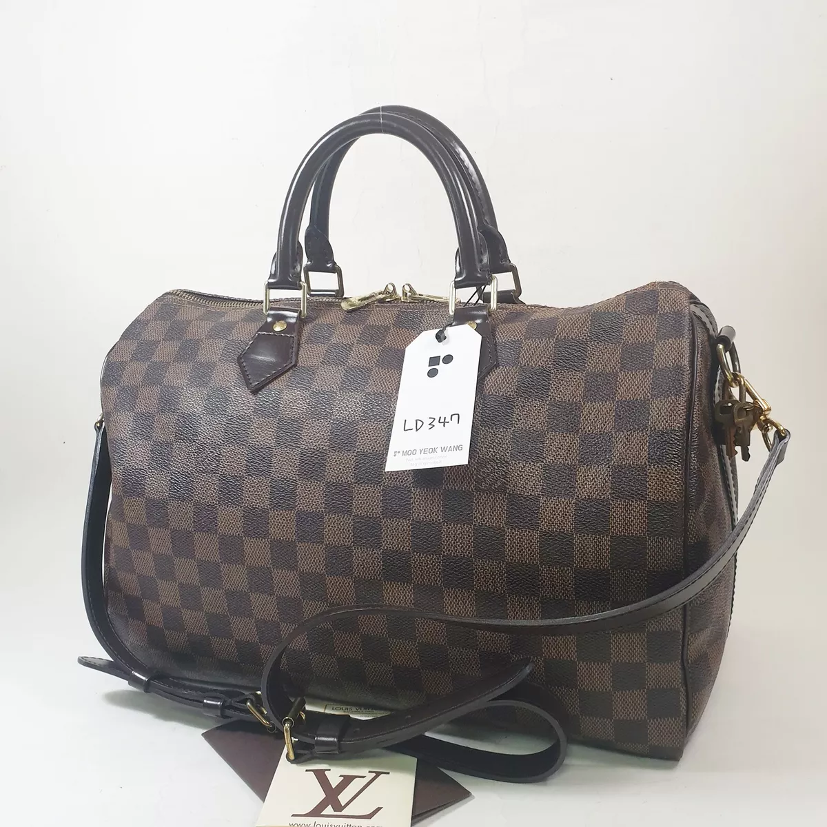 Auth Louis Vuitton Speedy Bandouliere 35 Damier Ebene N41182 With