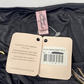 Agent Provocateur Lou Lou Black Shimmer Chain Bikini Brief AP4 Large NWT