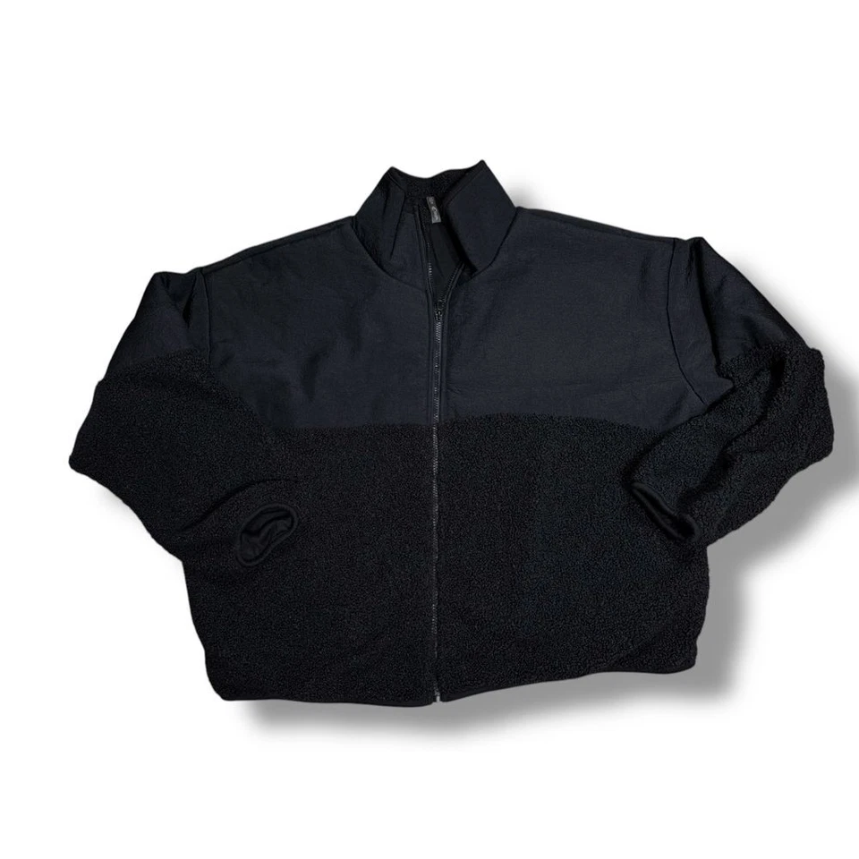 MTA Sport Blk Fleece Mixed Media Athletic Zip Up Jacket Activewear Outerwear 2X - Image 3 of 4