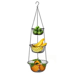 3 Tier Wire Hanging Basket Fruit Vegetable Organizer Storage