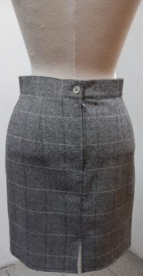 Rock Damen S/34 MATEO, Karo vorne Knopf Reißverschluss und Schlitz