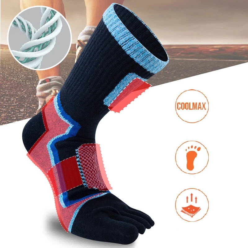 5 Pairs Men Sport Toe Socks Cotton Blend Stripe Five Finger Sock Breathable Soft - Image 3 of 4