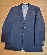 Stafford Sports Coat Mens 46L Jacket Blue Gold Buttons