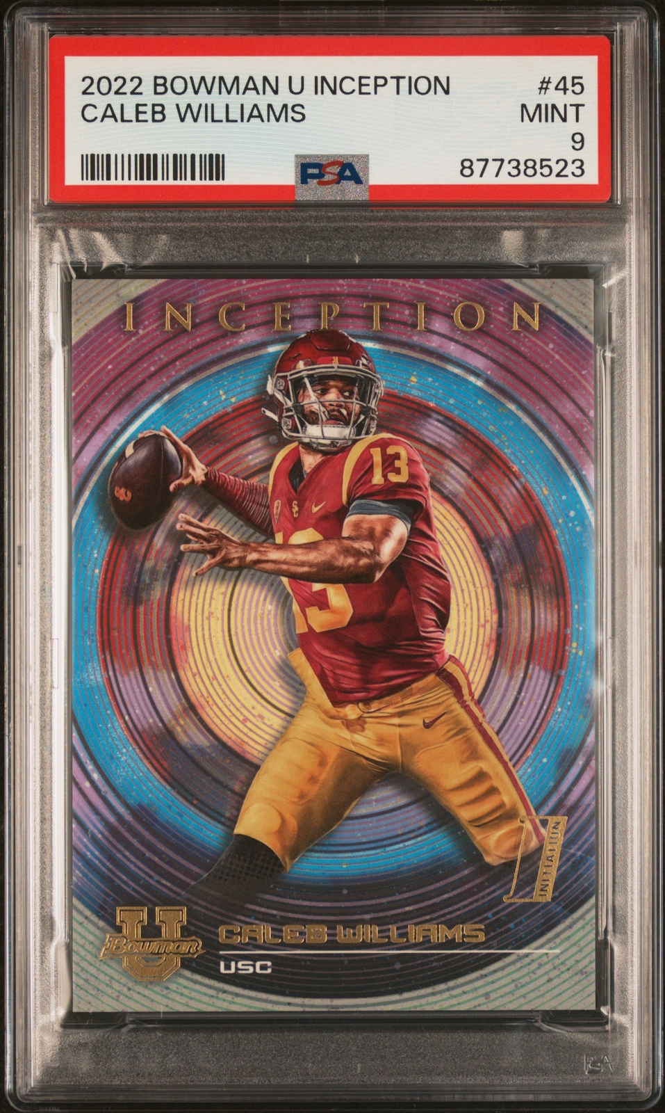 2022 Bowman University Inception #45 Caleb Williams Base PSA 9