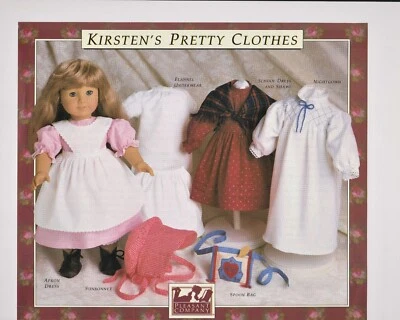 American Girl Doll Kirsten Clothing Sewing Reprod.Pattern OOP Pleasant Company