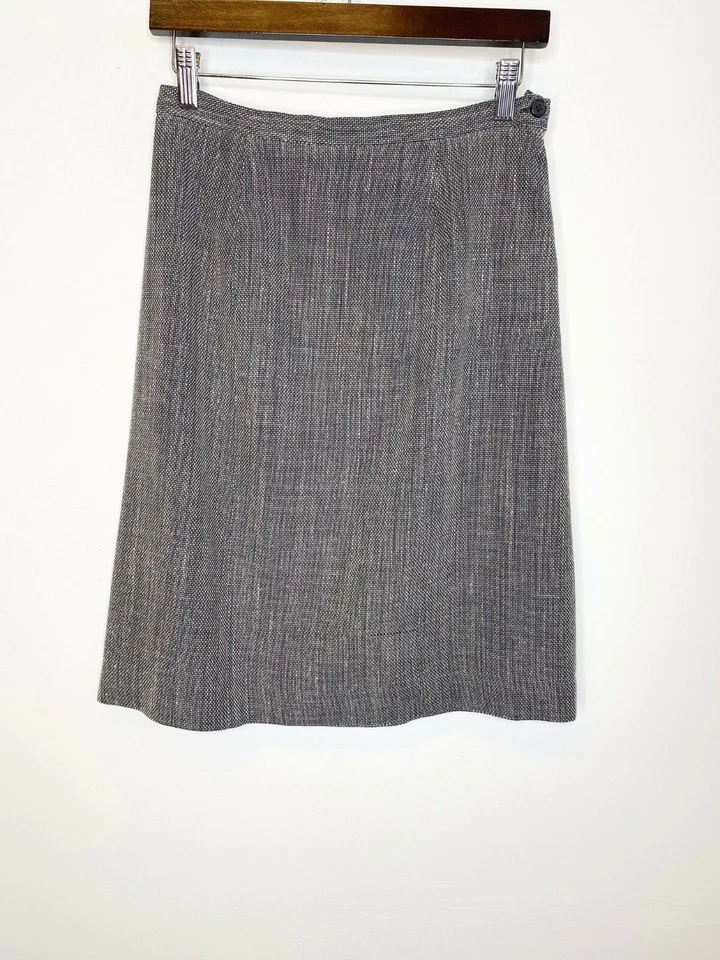 BILL BLASS 2 piezas Negro Beige Azul Mezcla de Lino Traje CONJUNTO Blazer Chaqueta + Falda 8 M Foto 4 de 4